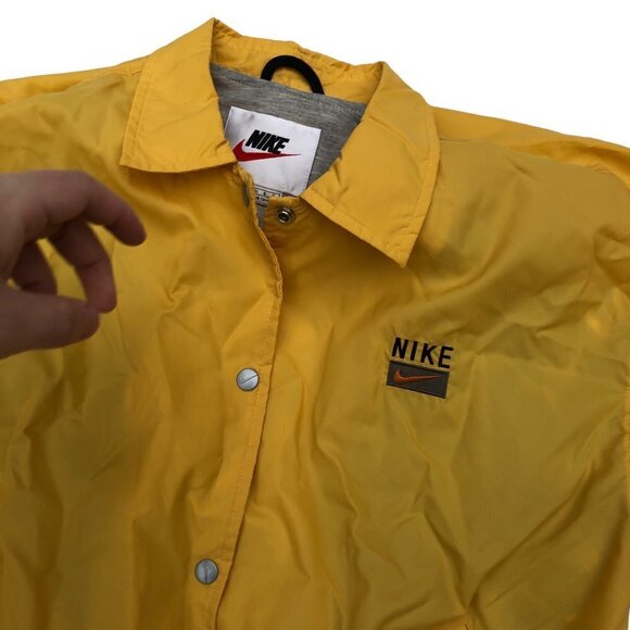 VINTAGE Nike Jacket White Tab Yellow Nylon Cotton Lined - Picture 4 of 13